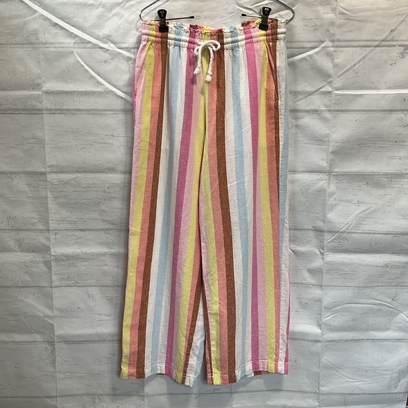 J. Crew Linen Blend Striped Paper Bag Drawstring Pants Pastel Pink Size S - Picture 4 of 15